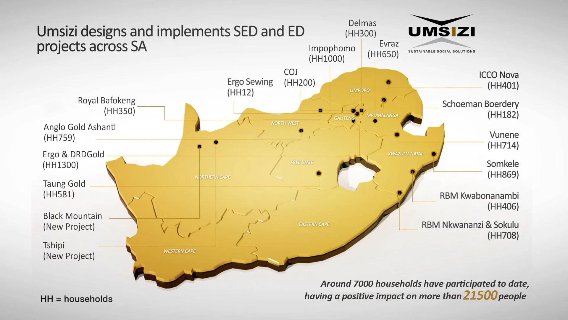 Map of Umsizi footprint BBL Household Impact Umsizi SED Footprint